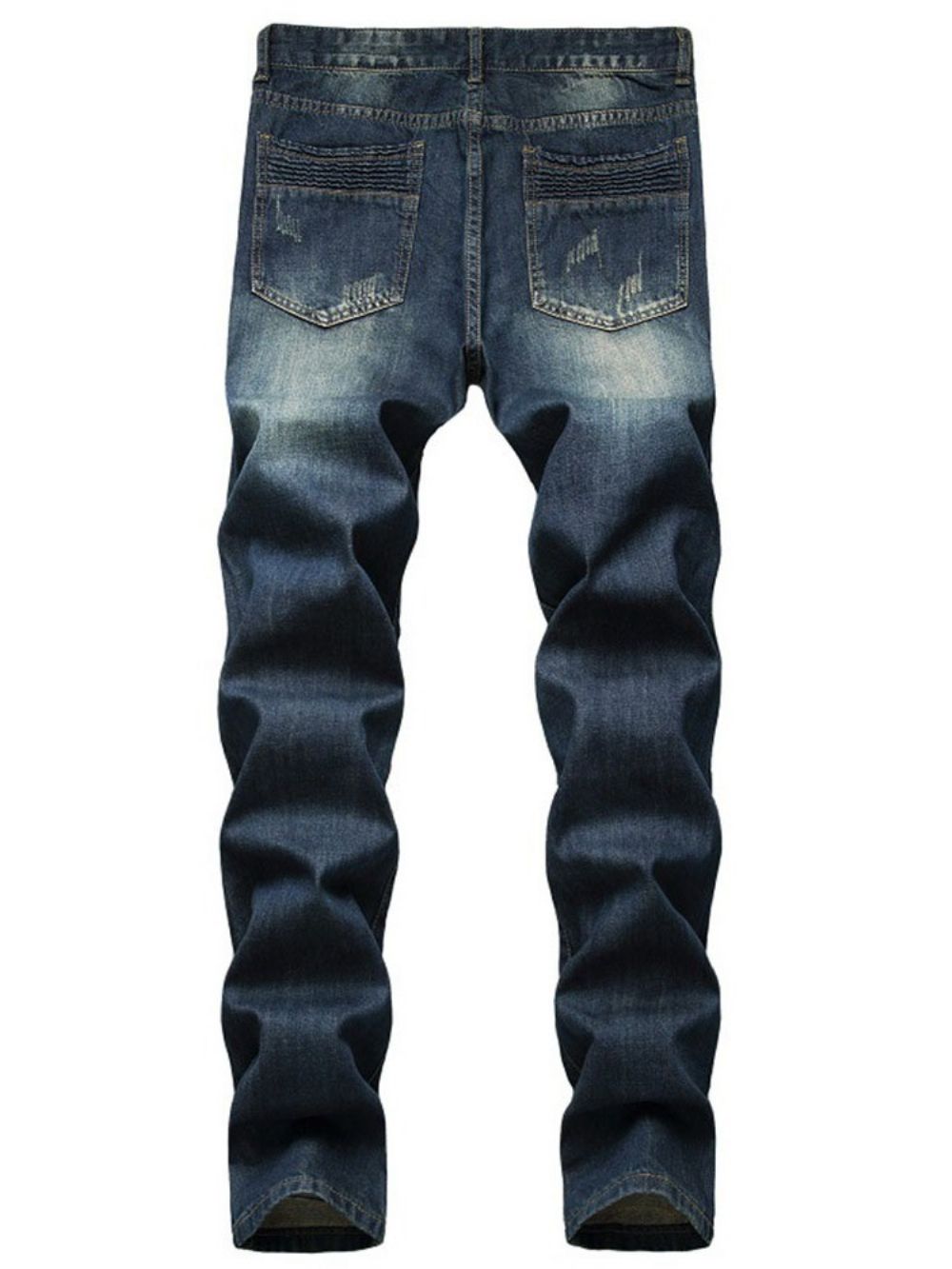 Versleten Herenjeans Met Rechte Ritssluiting En Halfhoge Taille