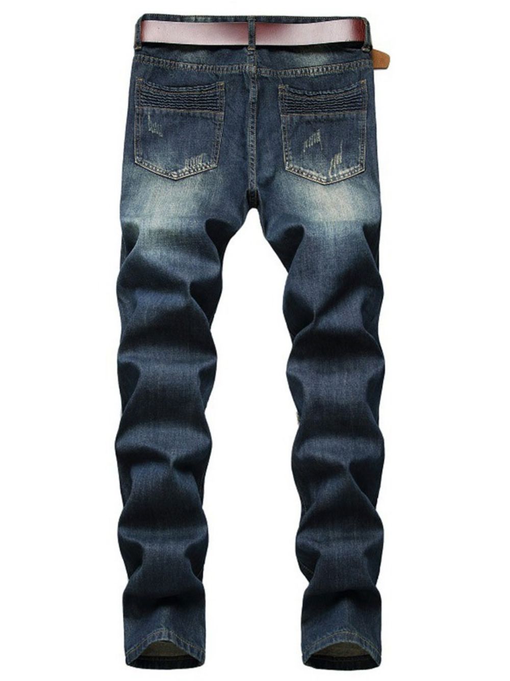 Versleten Herenjeans Met Rechte Ritssluiting En Halfhoge Taille