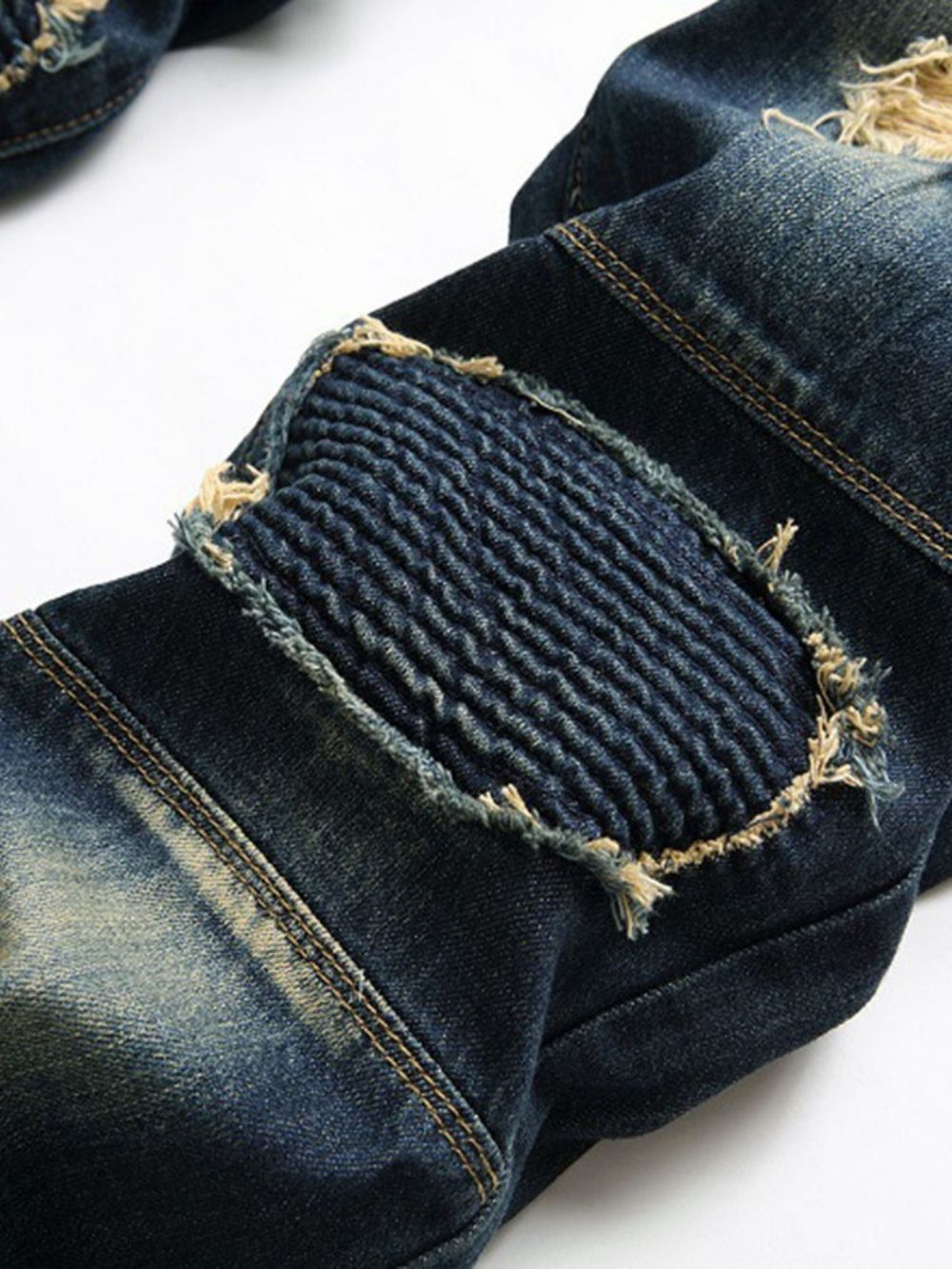 Versleten Herenjeans Met Rechte Ritssluiting En Halfhoge Taille