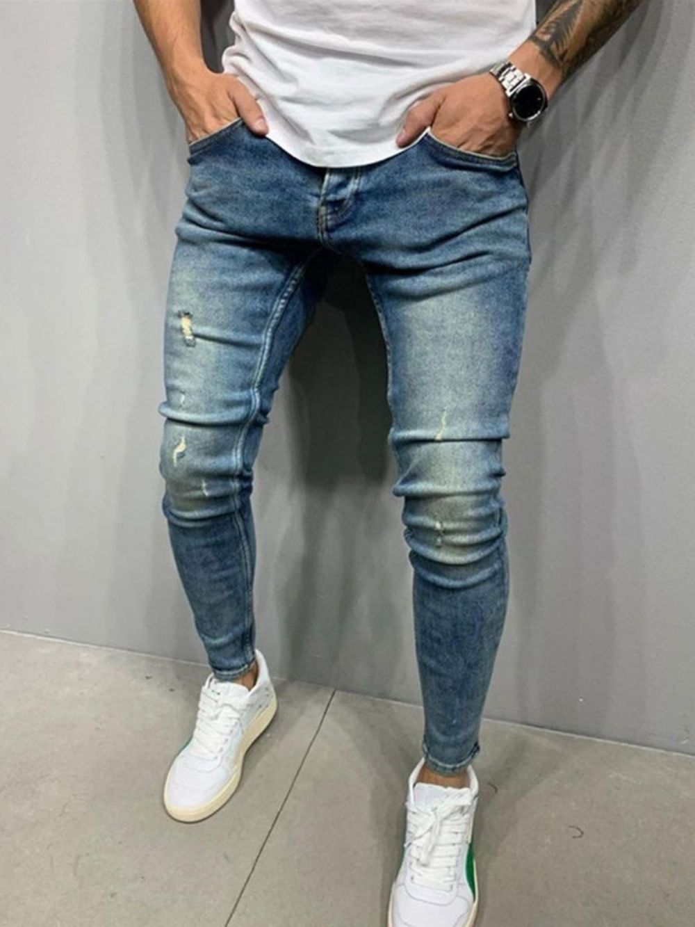 Versleten Potlood Broek Europese Rits Jeans