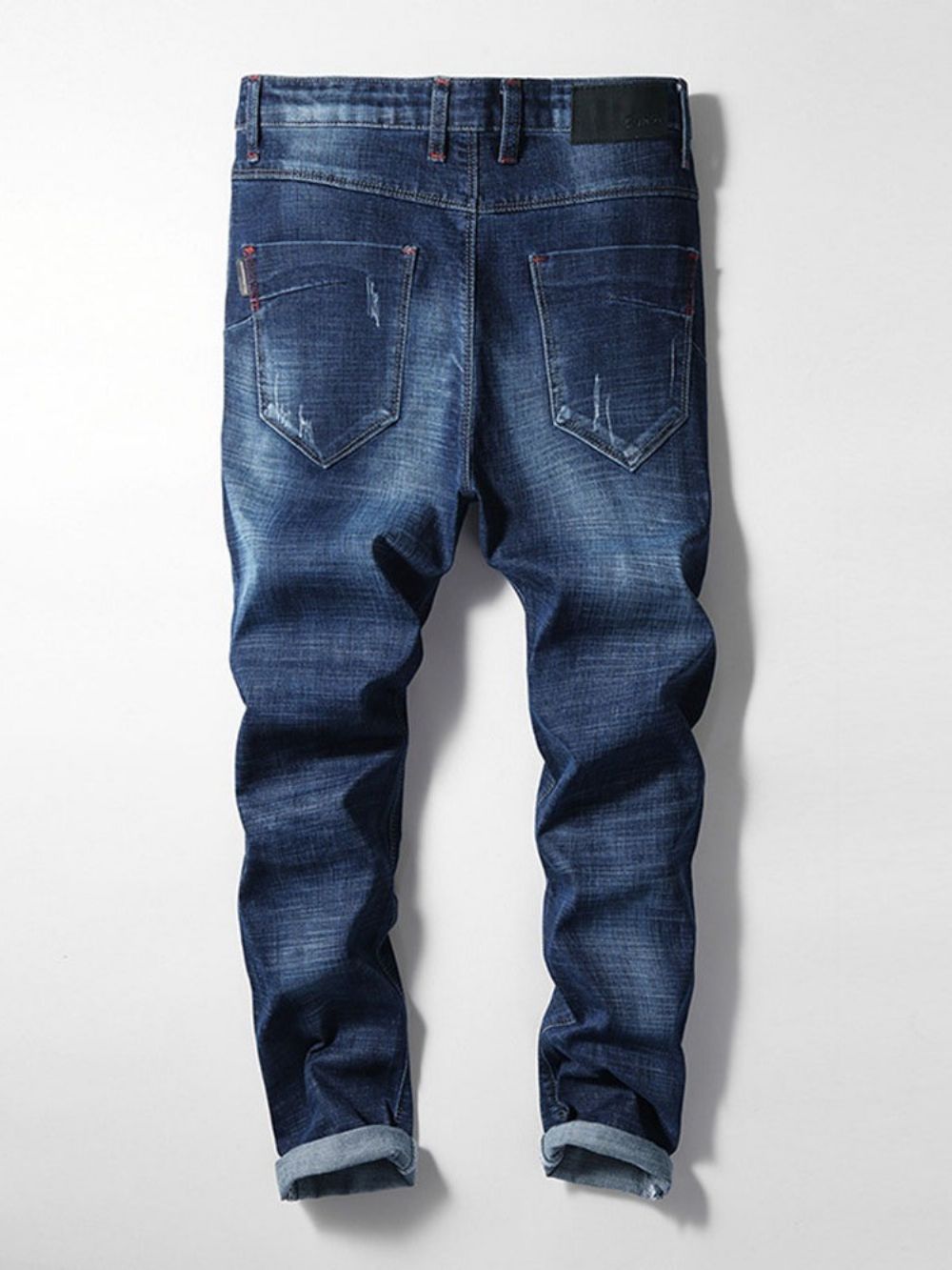 Versleten Potloodbroek Casual Jeans Met Halfhoge Taille En Rits