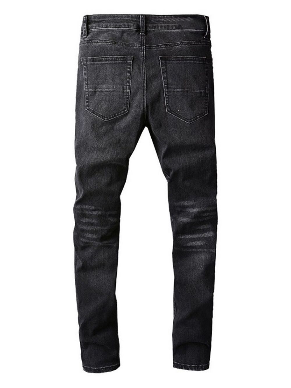 Versleten Potloodbroek Koreaanse Jeans Met Halfhoge Taille