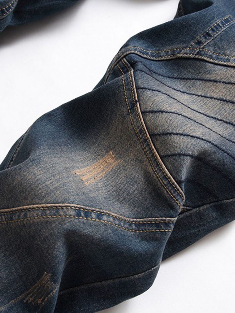 Versleten Rechte Europese Jeans Met Middelhoge Taille