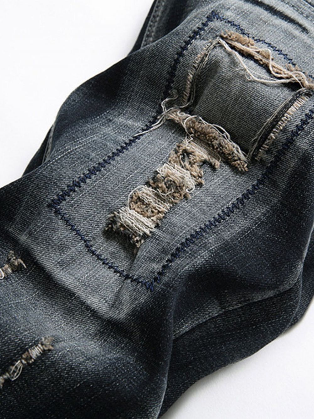 Versleten Rechte Jeans Met Halfhoge Taille En Rits