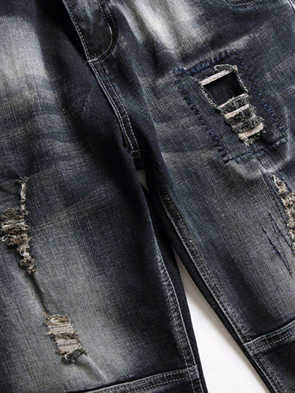 Versleten Rechte Jeans Met Halfhoge Taille En Rits