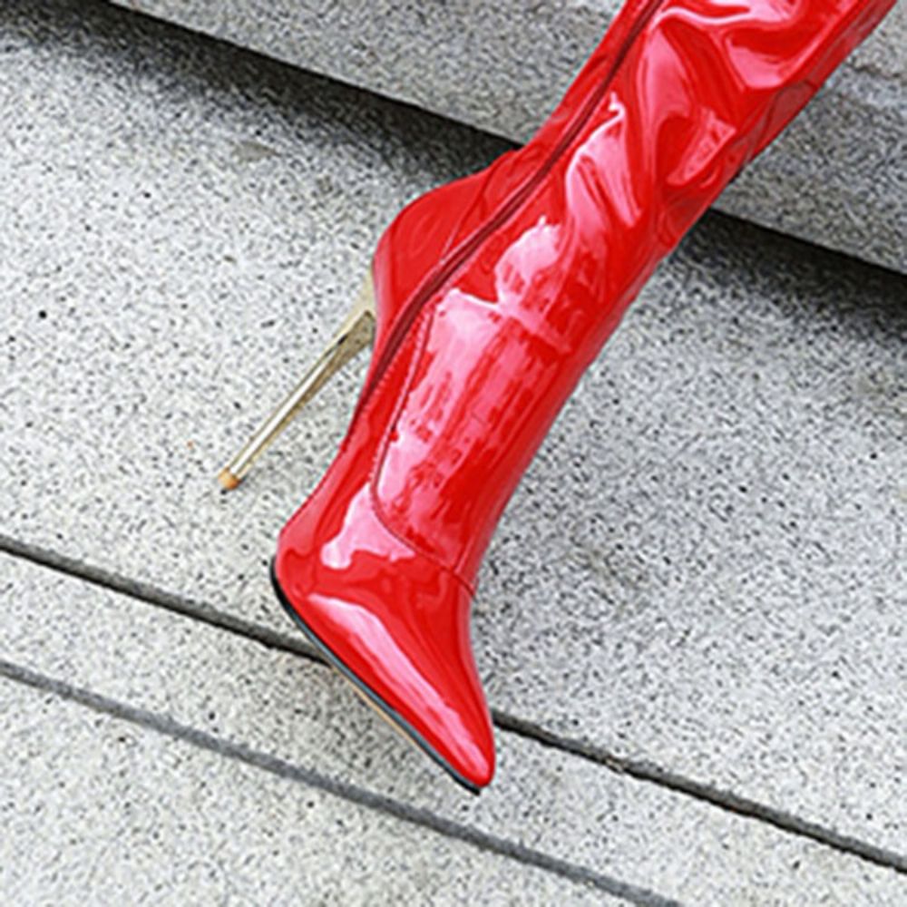 Zijrits Stiletto Heel Puntige Teen Kniehoge Laarzen Dames