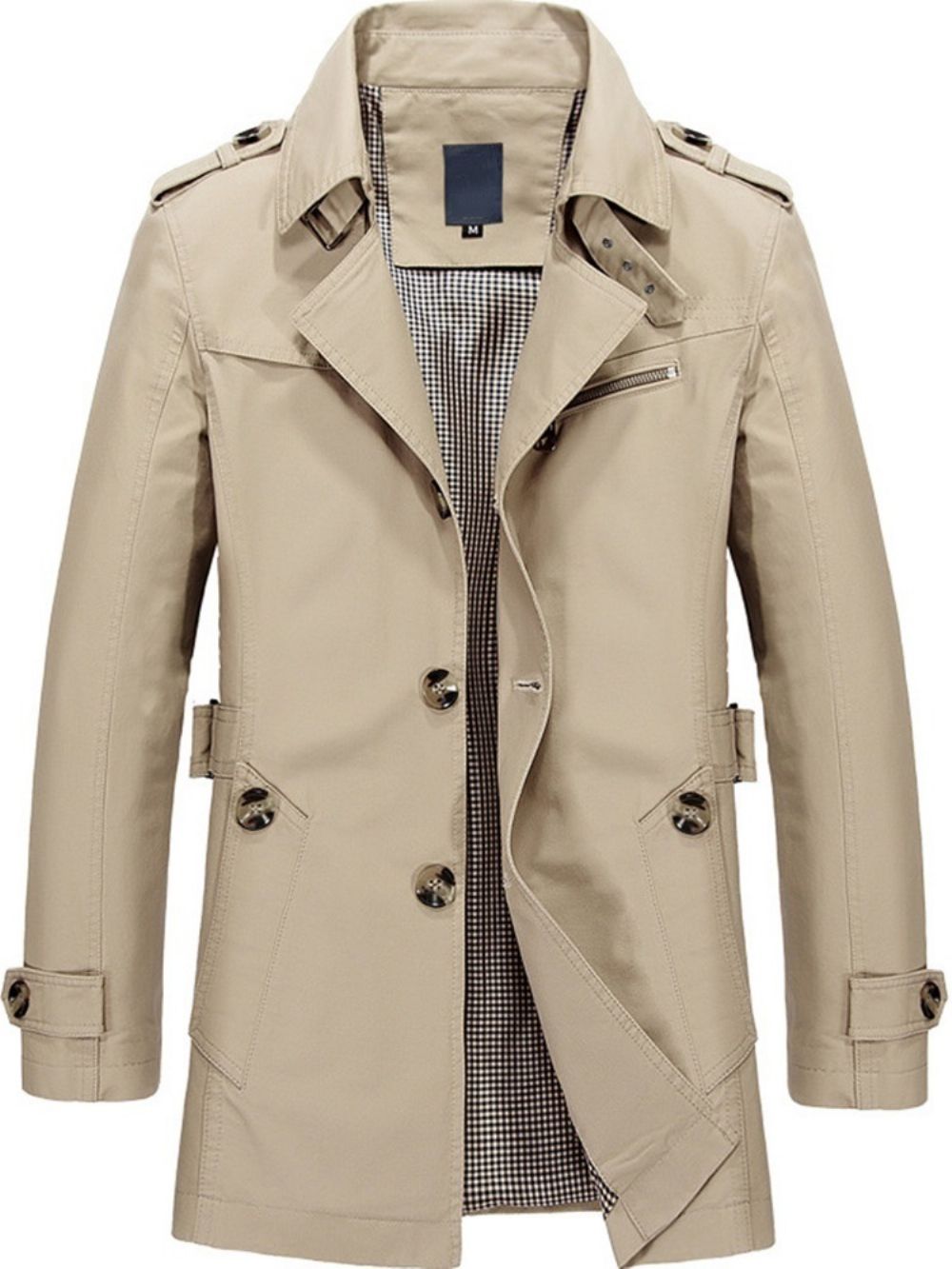 Effen Revers Halflange Single-Breasted Enkele Trenchcoat