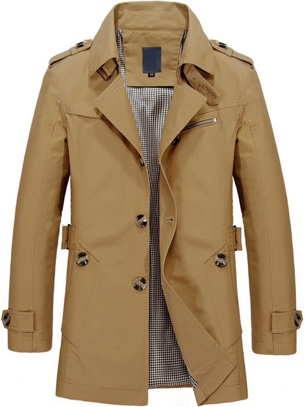 Effen Revers Halflange Single-Breasted Enkele Trenchcoat