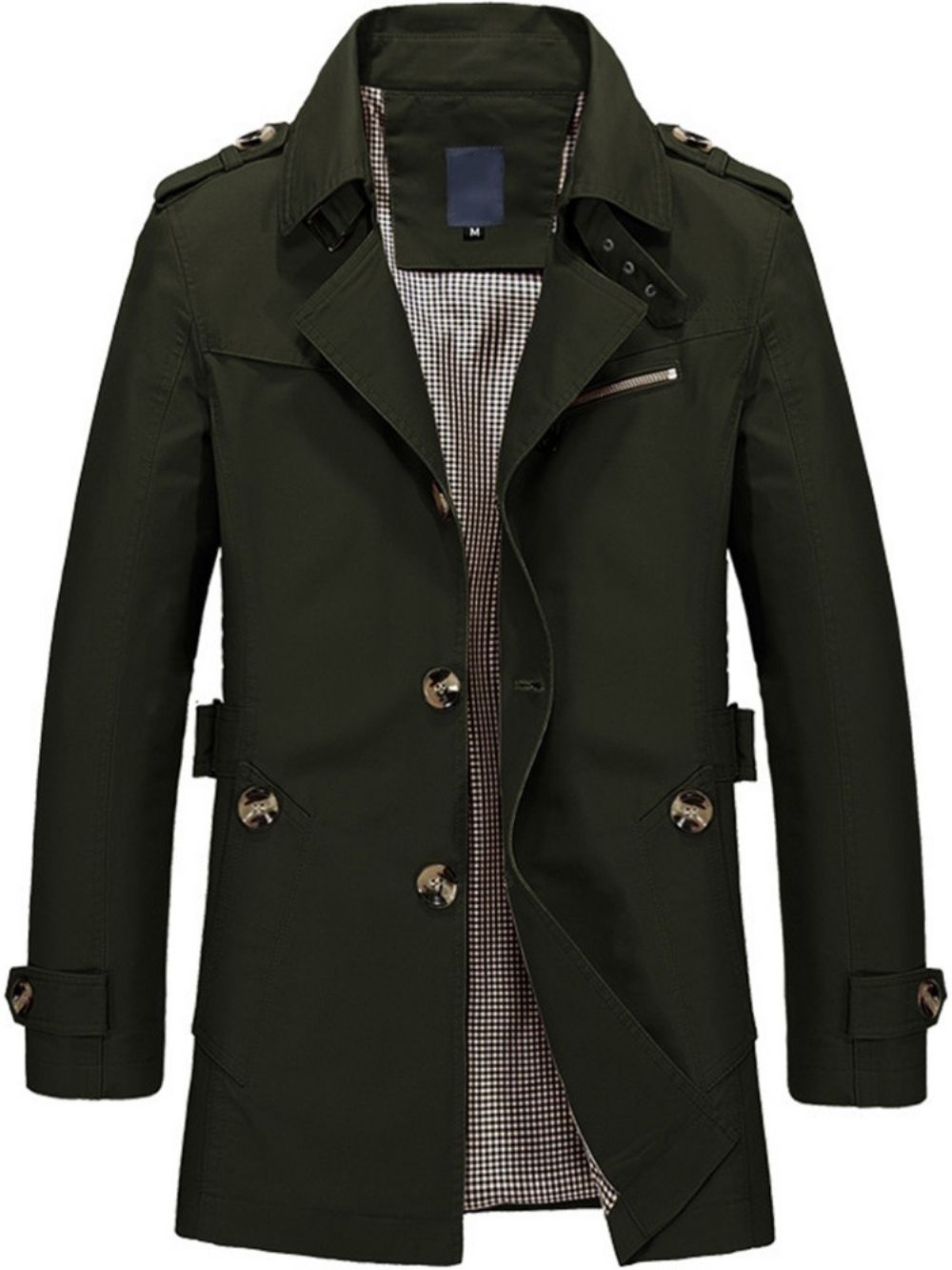 Effen Revers Halflange Single-Breasted Enkele Trenchcoat