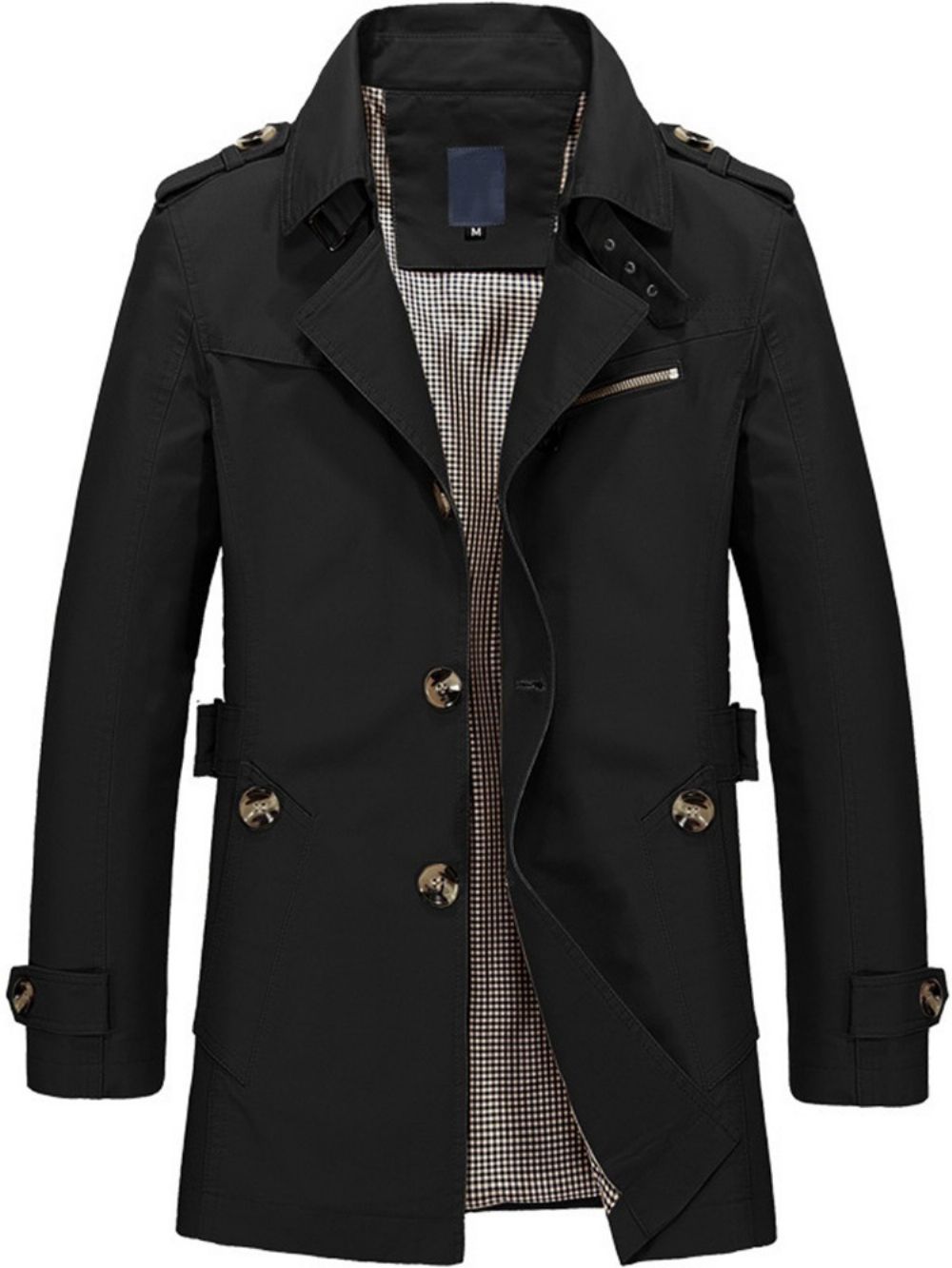 Effen Revers Halflange Single-Breasted Enkele Trenchcoat