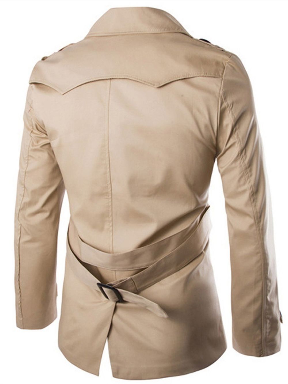 Effen Standaard Double-Breasted Slanke Trenchcoat Met Knopen