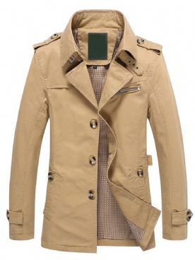 Effen Standaard Enkele Koreaanse Trenchcoat Met Ritssluiting