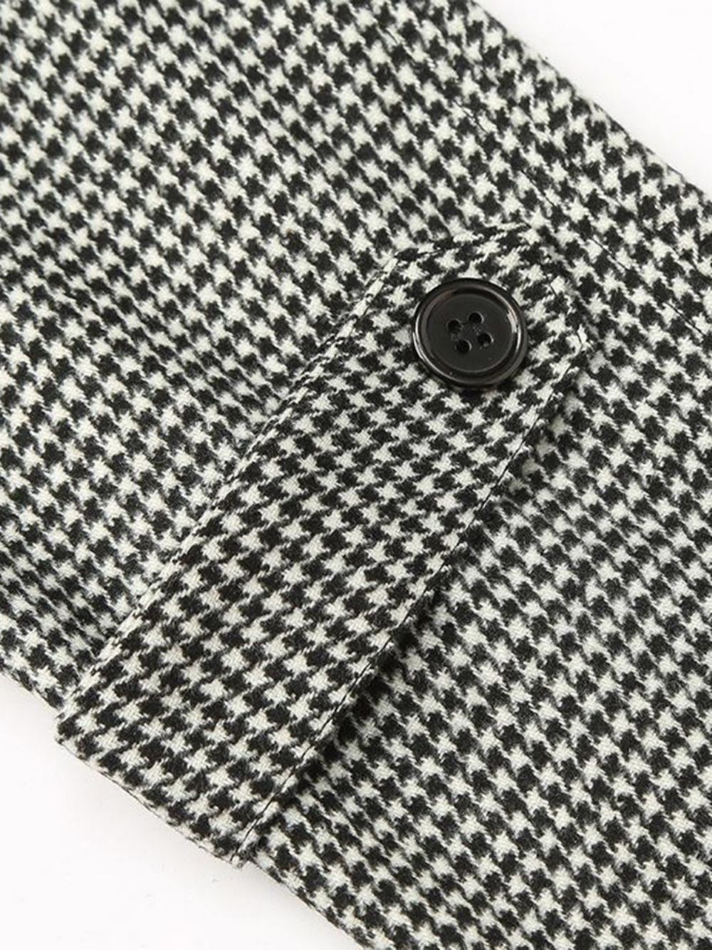 Halflange Revers Houndstooth Europese Slanke Jas