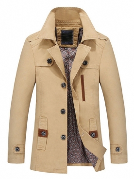 Kleurblok Standaard Knop Herfst Casual Trenchcoat