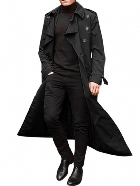 Lange Effen Losse Europese Trenchcoat Heren