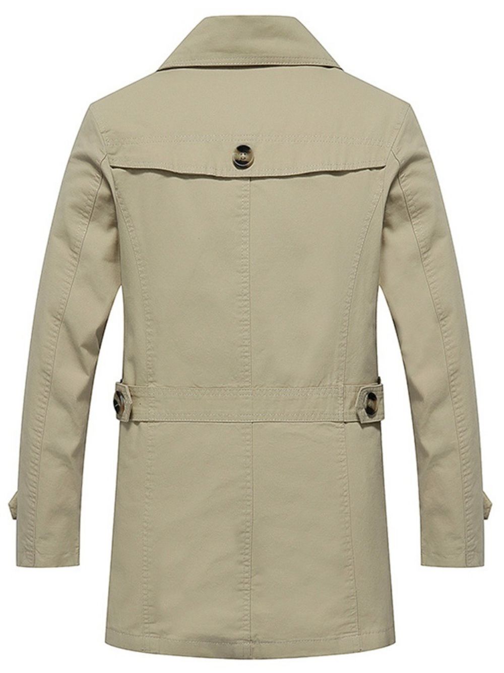 Slanke Halflange Casual Trenchcoat Met Effen Knoop Heren