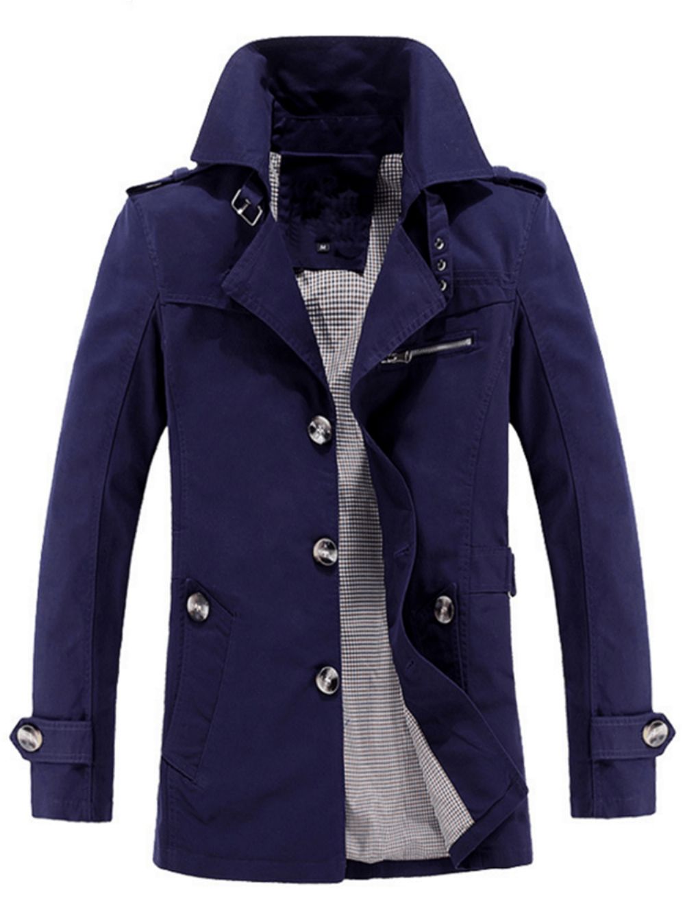 Slim Dunne Single-Breasted Trenchcoat Heren Met Ingekeepte Revers