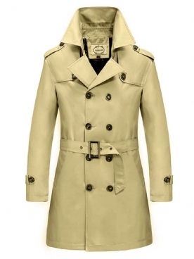 Trenchcoat Heren Met Dubbele Rij Knopen En Effen Kleur