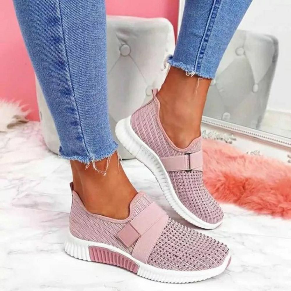 Instappers Met Strass Ronde Neus Casual Sneakers