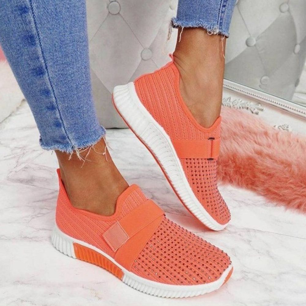 Instappers Met Strass Ronde Neus Casual Sneakers