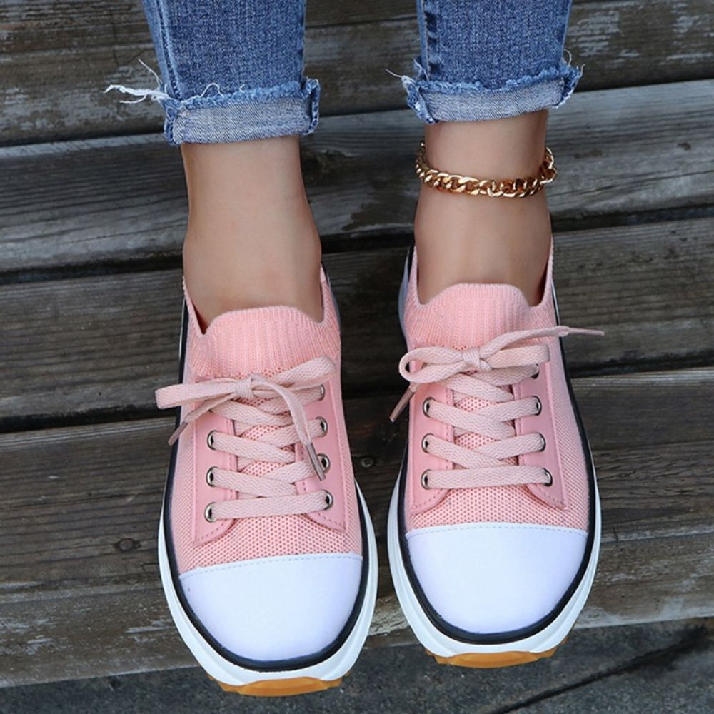 Lage Sneakers Van Canvas Met Ronde Neus En Veters