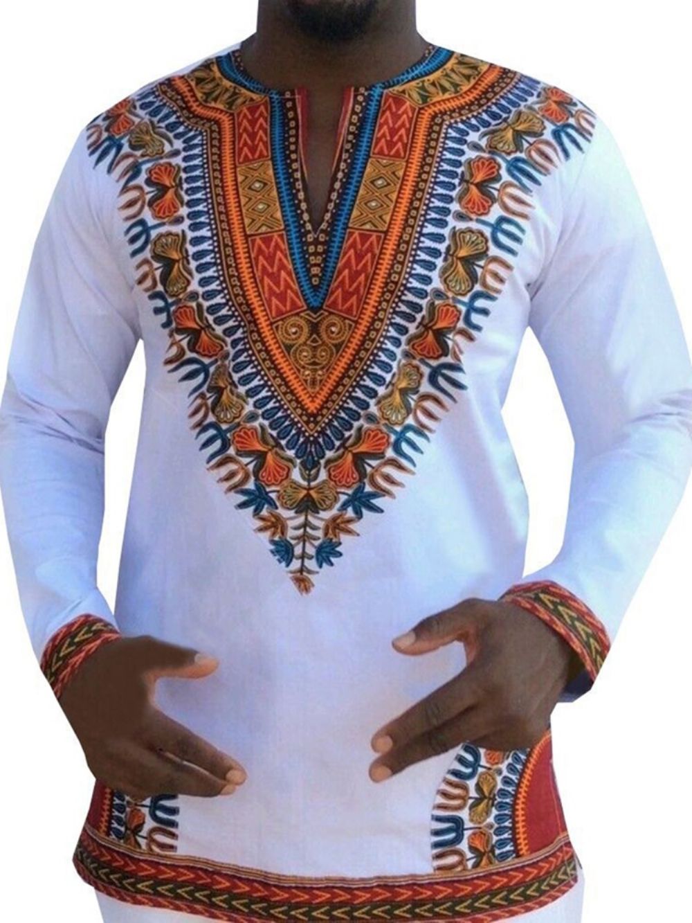 African Fashion Dashiki Print V-Hals Los Heren T-Shirt