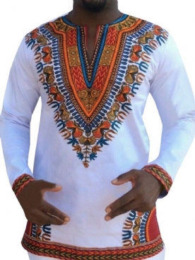 African Fashion Dashiki Print V-Hals Los Heren T-Shirt