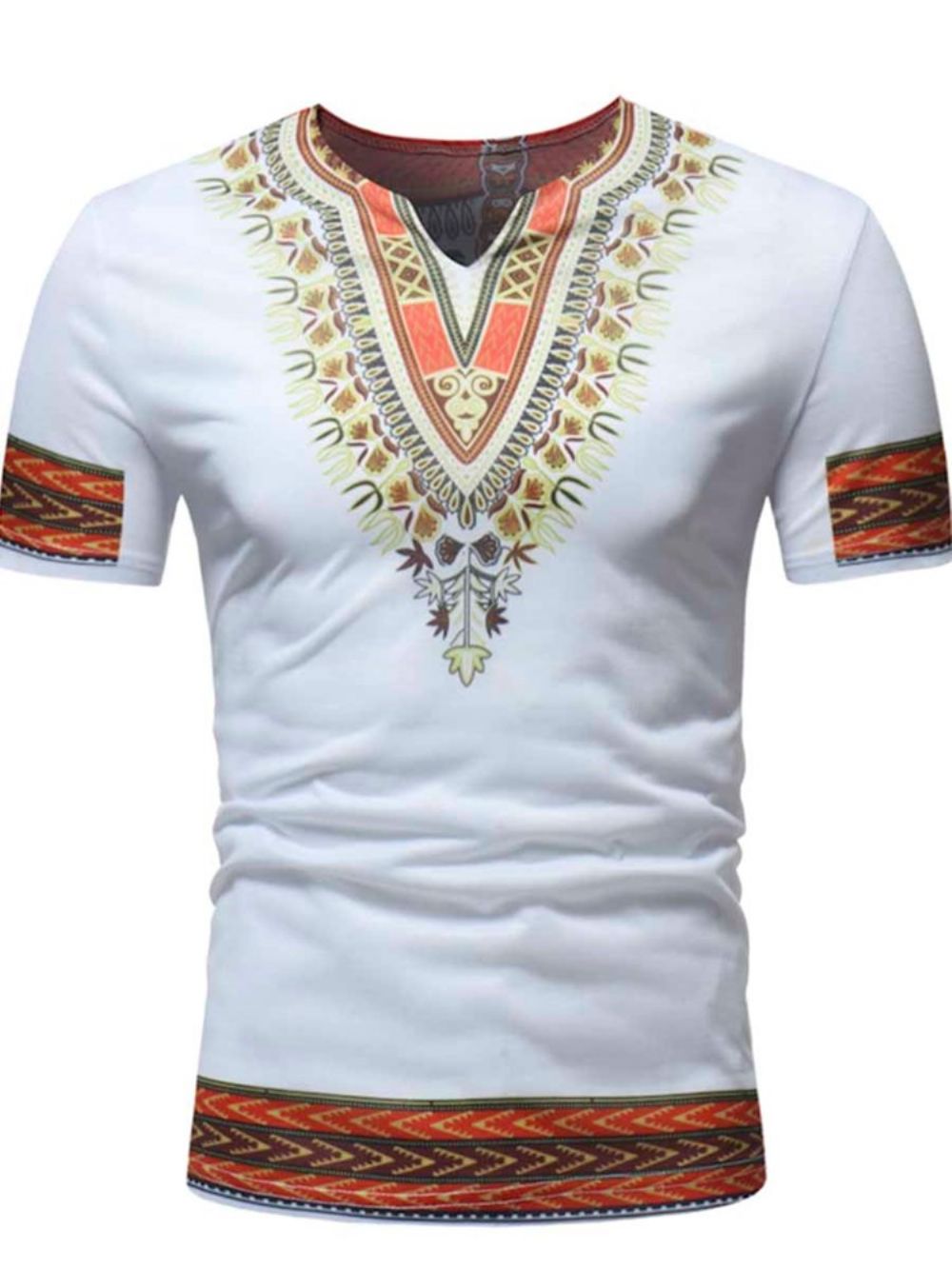 African Fashion Dashiki Printed Slim T-Shirt Met Korte Mouwen Heren