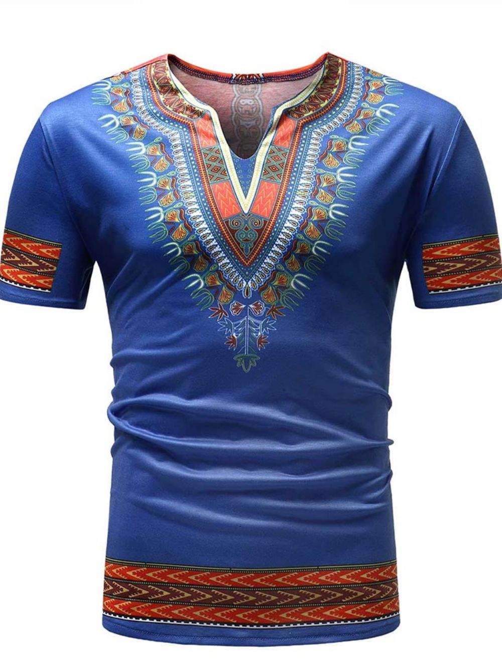 African Fashion Dashiki Printed Slim T-Shirt Met Korte Mouwen Heren