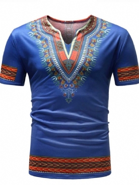 African Fashion Dashiki Printed Slim T-Shirt Met Korte Mouwen Heren