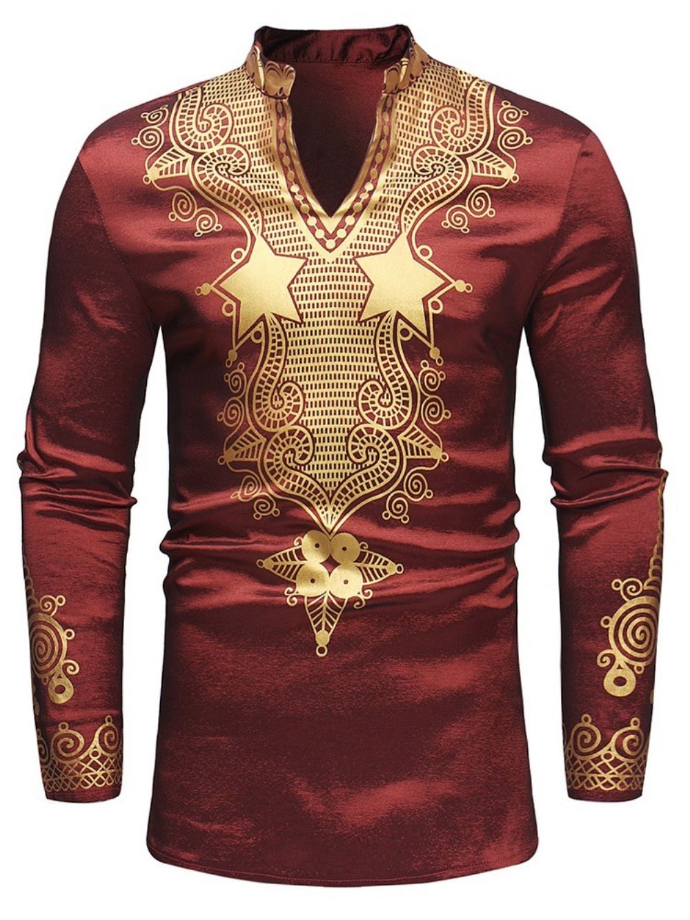 Afrikaanse Mode Dashiki Gouden Print Heren Casual T-Shirts