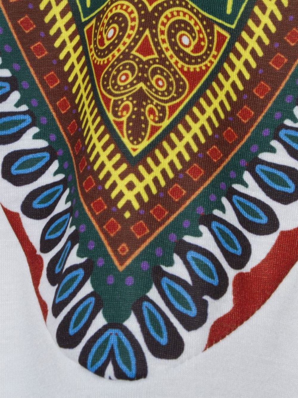 Afrikaanse Mode V-Hals Dashiki Print Korte Mouw Heren T-Shirt