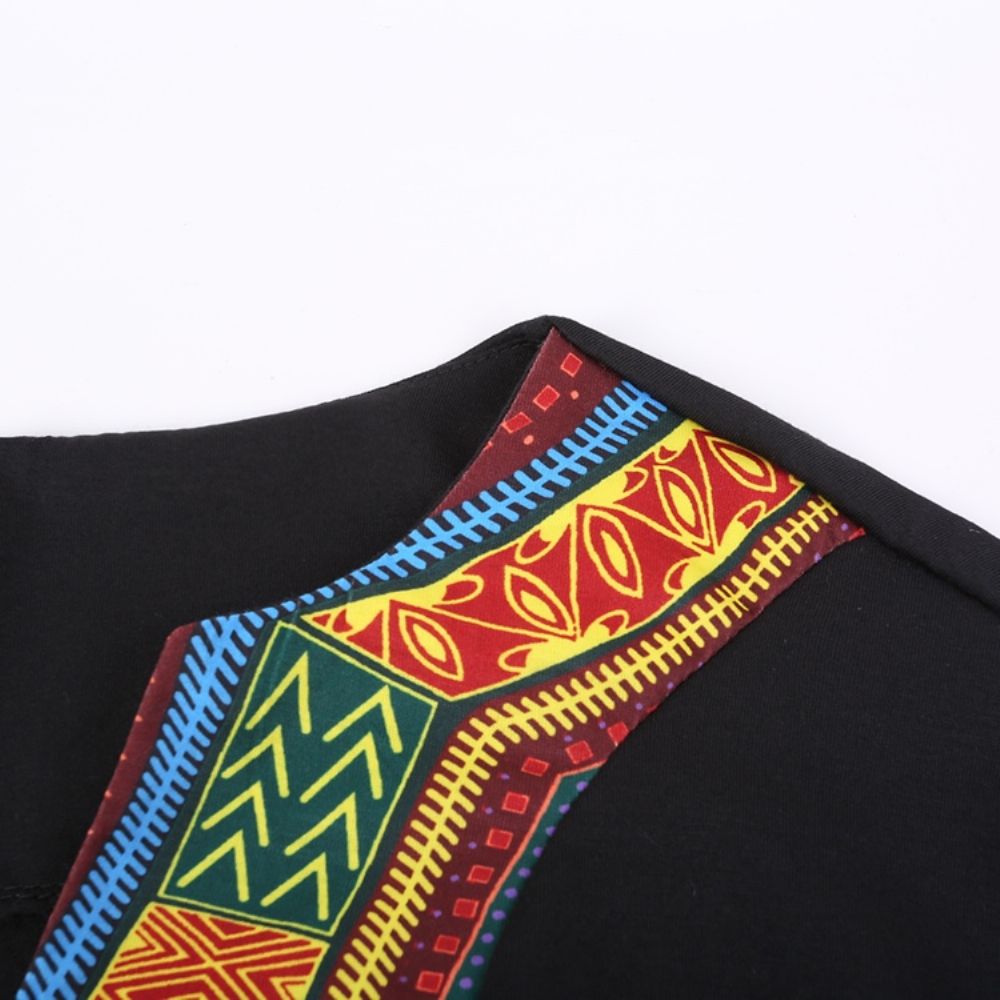 Afrikaanse Mode V-Hals Dashiki Print Korte Mouw Heren T-Shirt