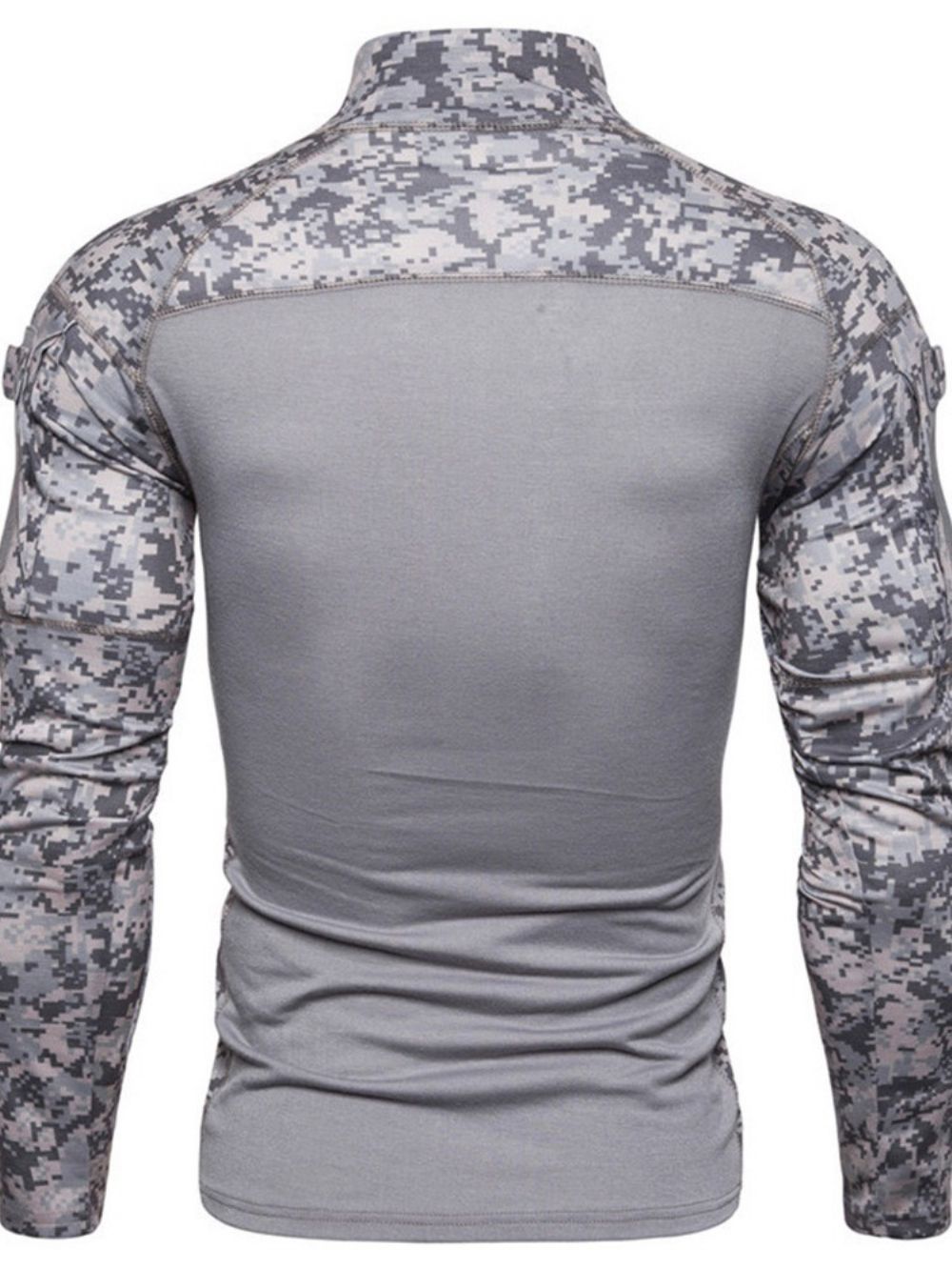 Camouflage Casual Opstaande Kraag Heren Slank T-Shirt Met Lange Mouwen