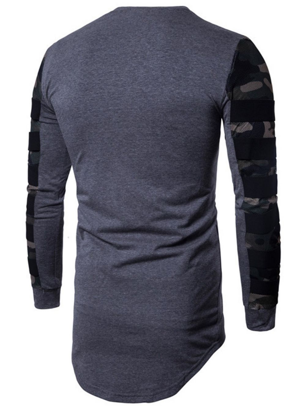 Camouflage Casual T-Shirt Met Ronde Hals En Lange Mouwen