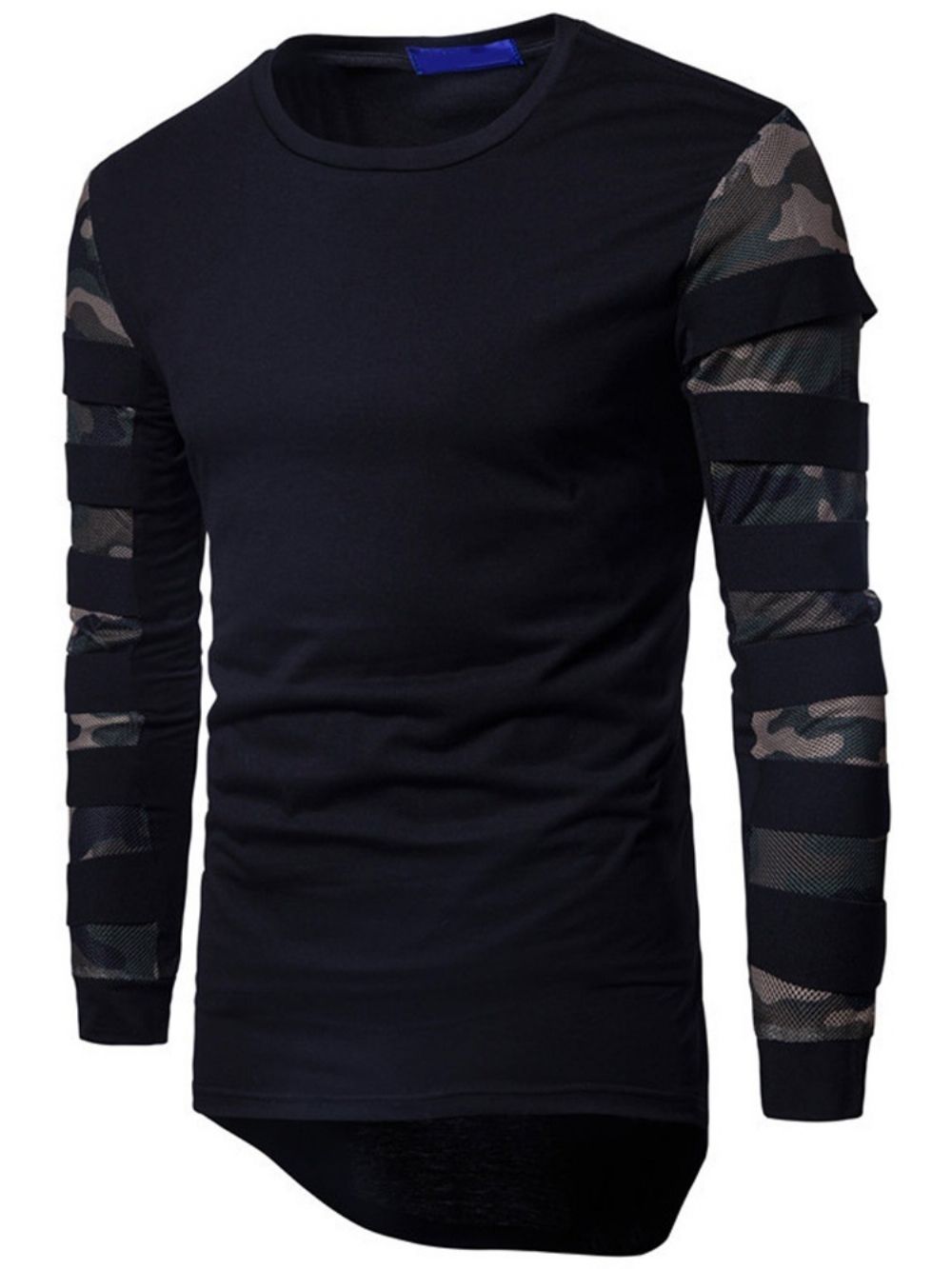 Camouflage Casual T-Shirt Met Ronde Hals En Lange Mouwen