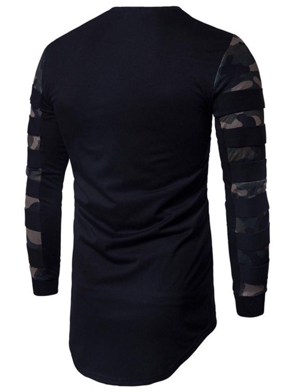 Camouflage Casual T-Shirt Met Ronde Hals En Lange Mouwen