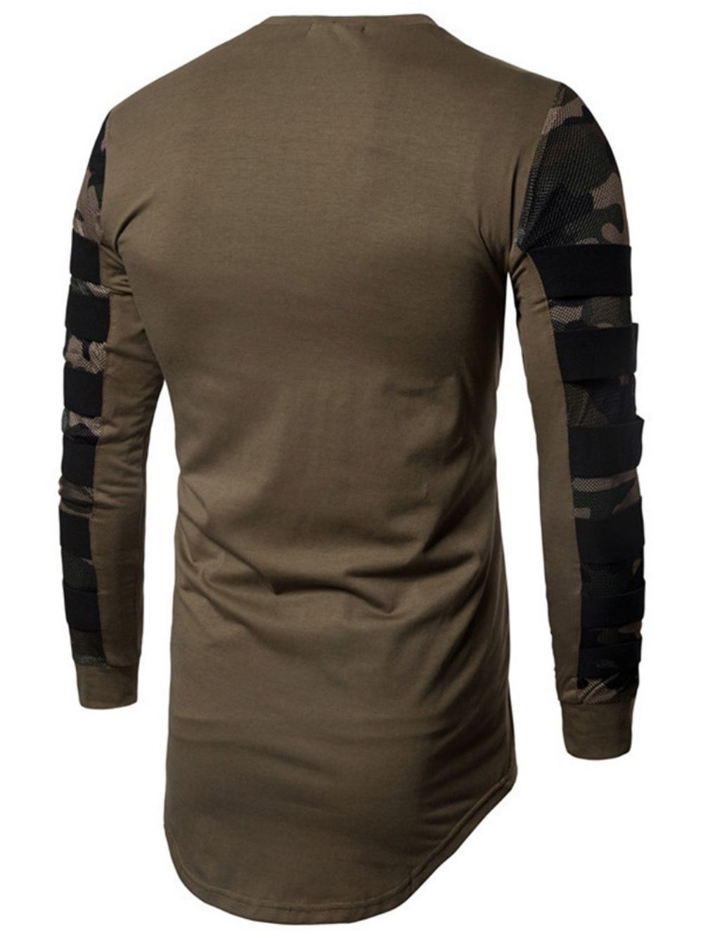 Camouflage Casual T-Shirt Met Ronde Hals En Lange Mouwen