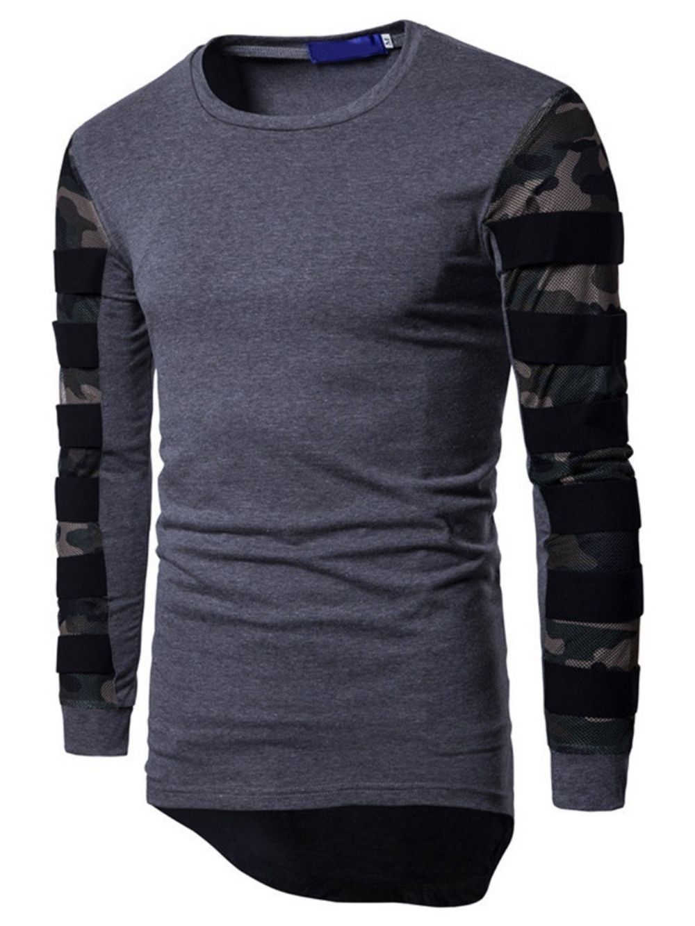 Camouflage Casual T-Shirt Met Ronde Hals En Lange Mouwen