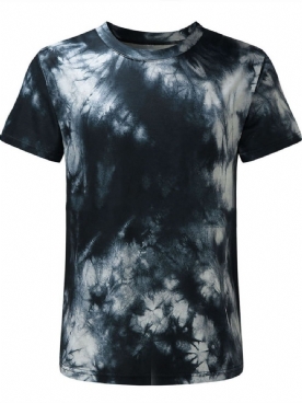 Casual Heren-T-Shirt Met Ronde Hals En Korte Mouwen Micro-Elastisch Print