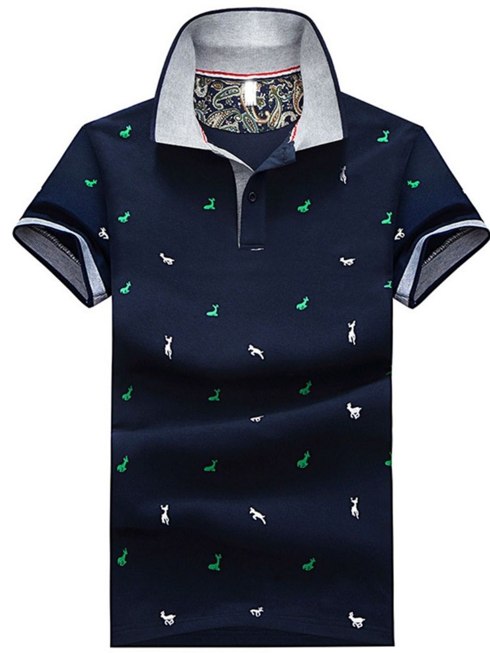 Casual Herenshirt Met Polohals En Print