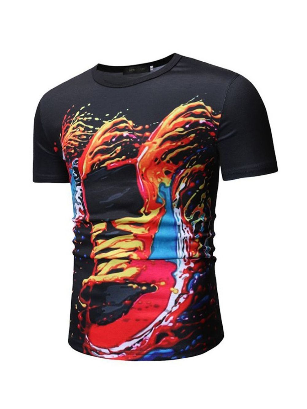 Casual Los T-Shirt Heren Met Ronde Hals En Print