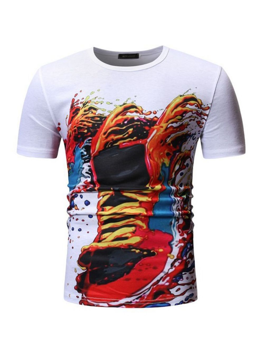 Casual Los T-Shirt Heren Met Ronde Hals En Print