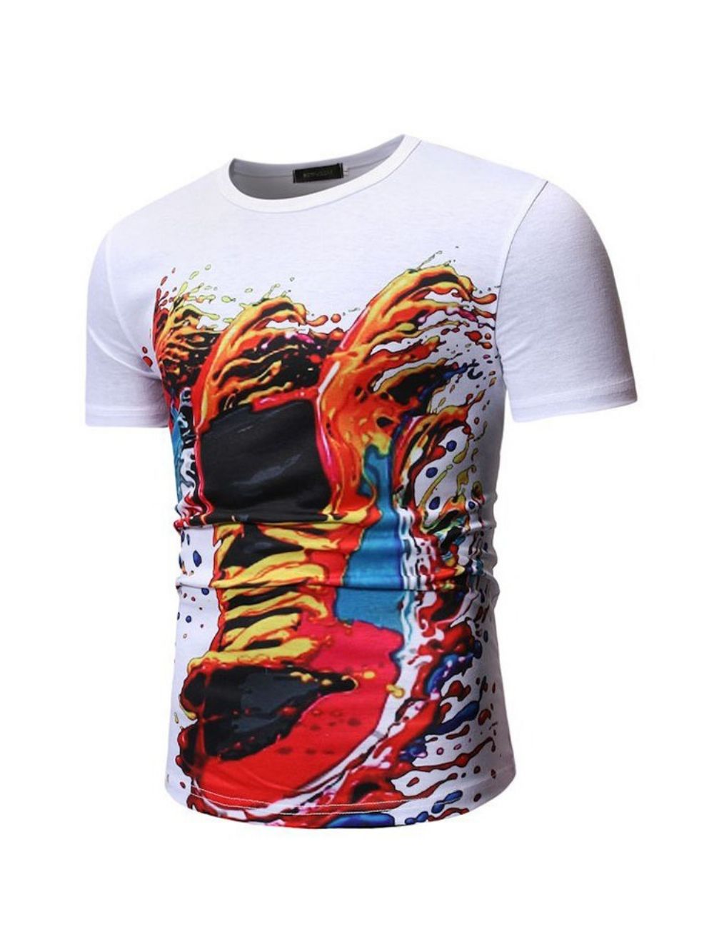 Casual Los T-Shirt Heren Met Ronde Hals En Print