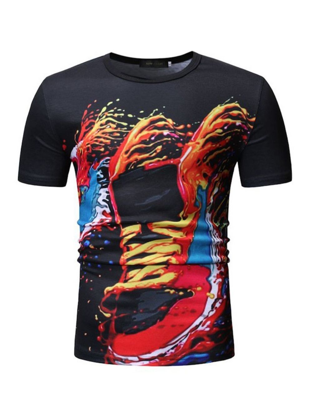 Casual Los T-Shirt Heren Met Ronde Hals En Print