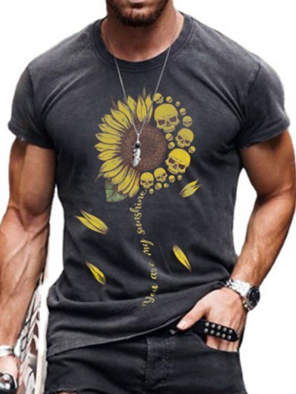 Casual Slank T-Shirt Met Korte Mouwen Heren Met Bloemenprint