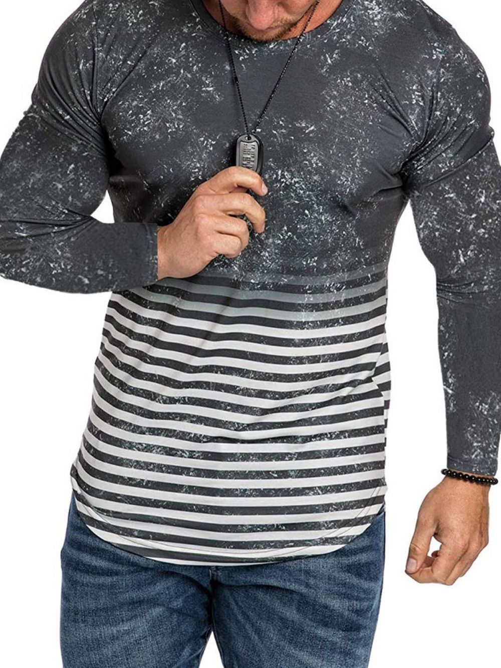 Casual Slim T-Shirt Met Streepprint