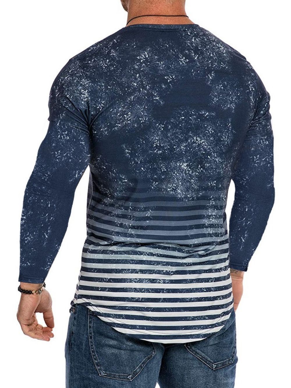 Casual Slim T-Shirt Met Streepprint