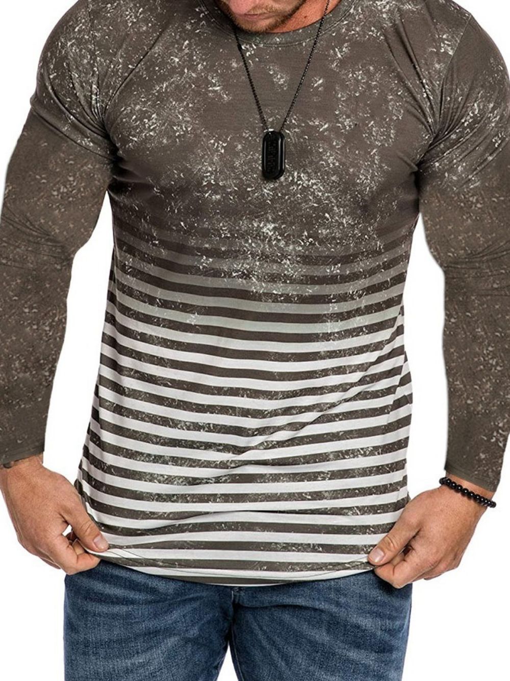 Casual Slim T-Shirt Met Streepprint