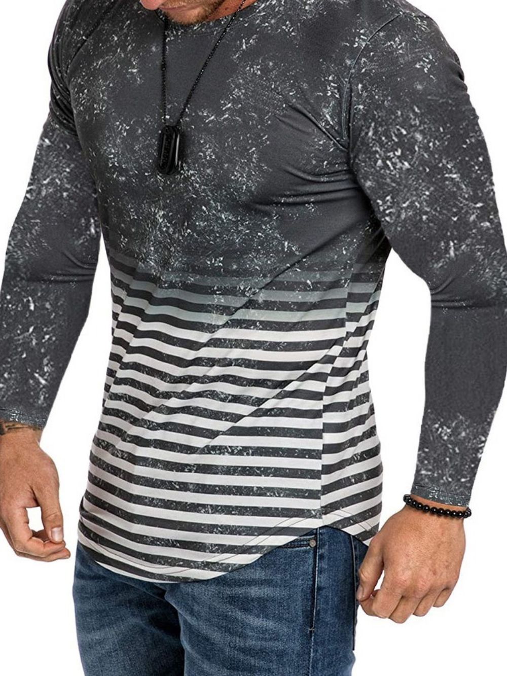 Casual Slim T-Shirt Met Streepprint